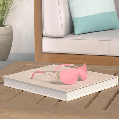 Vista 2 de Gafas de sol Y2K envolventes para mujeres y hombres, gafas de sol con parte superior plana, gafas de sol futuristas sin marco con lentes degradadas