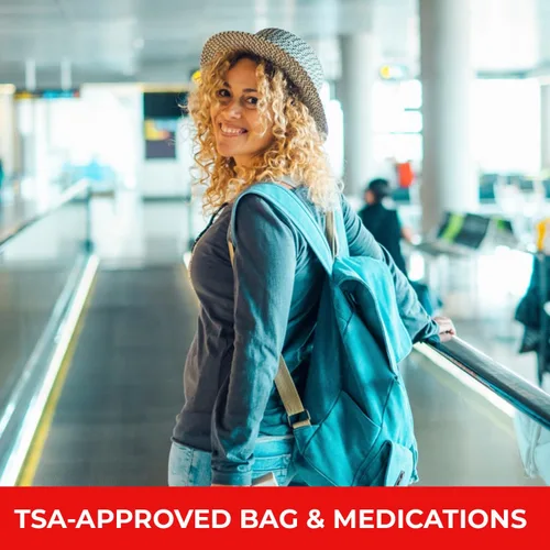 Vista 5 de Kit de Medicina de Viaje RX - Kit de Medicina de Viaje al Por Mayor con Medicina Envuelta Individualmente y Bolsa para Indigestión, Mareo por