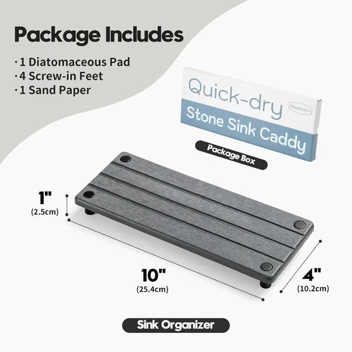 Vista 6 de Organizador de Fregadero de Cocina, Bandeja de Piedra Absorbente de Agua para Fregadero, Bandeja de Encimera de Baño de Diatomita, Protector