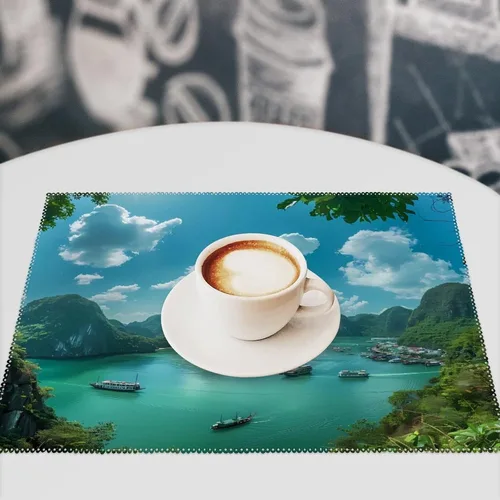 Vista 7 de Bo Hon Lsland -Vietnam Placemats Set of 6 Resistant Table Mats Washable Place Mats for Dinner Party Table Decoration