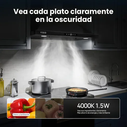 Vista 7 de VIKIO HOME Campana extractora para montaje en pared de 36 pulgadas, 580 CFM, campana de ventilación de cocina, convertible con conductos/sin