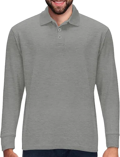 Vista 19 de Camisa estilo Polo de manga larga Premium Wear para hombre, camisa de golf de mezcla de algodón con cuello, solapa de 3 botones, resistente a
