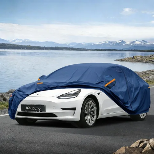 Vista 6 de Kaugung Funda de automóvil de ajuste personalizado para Tesla Modelo 3 (2017-2026), resistente al agua, protección para todo tipo de clima, cubierta