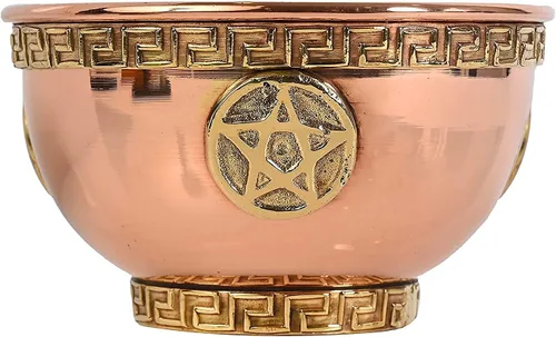 Vista 3 de Flower of Life - Cuenco de cobre de 3 pulgadas, ideal para uso en altar y ritual, quemador de incienso, cuenco para manchas, decoración - New Age