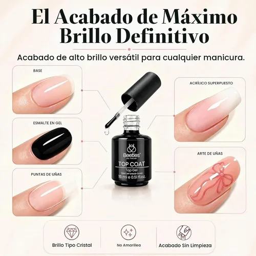 Vista 5 de Beetles Gel Polish Capa superior de gel que no se limpia de larga duración A-transparente-1