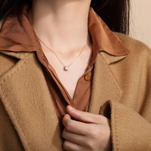 Vista 5 de S.Leaf - Collar con colgante de plata de ley con circonia cúbica y solitario, para mujer