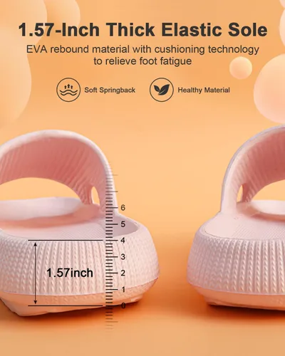 Vista 5 de SUMMERJOY Sandalias de nube para mujeres y hombres, pantuflas suaves de nube, sandalias de burbujas negras de masaje, fáciles de limpiar, suela