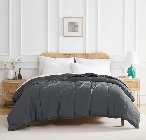 Vista 12 de Edredón ligero Southshore Fine Linens Vilano Springs, Microfibra, Gris Acero, Full/ Queen
