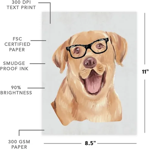 Vista 54 de Andaz Press Póster impreso para pared de perro, 8.5 x 11 pulgadas, Bulldog inglés con gafas negras, 1 paquete, regalo de cumpleaños de Navidad, sin