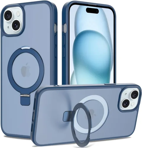 Vista 53 de Funda con soporte ultra magnético para iPhone 15 Pro [protección militar contra caídas] [compatible con MagSafe] a prueba de golpes, translúcida