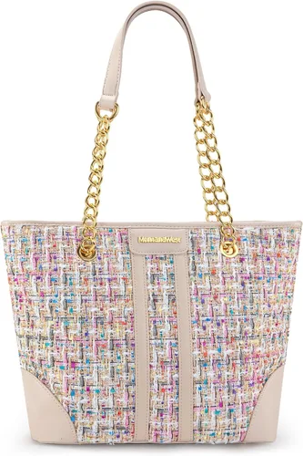 Vista 18 de Montana West Bolso Tote MEDIANO para Mujeres Acolchado con Cadena Bolsos de Mano Bolso de Hombro beige (040Beige)