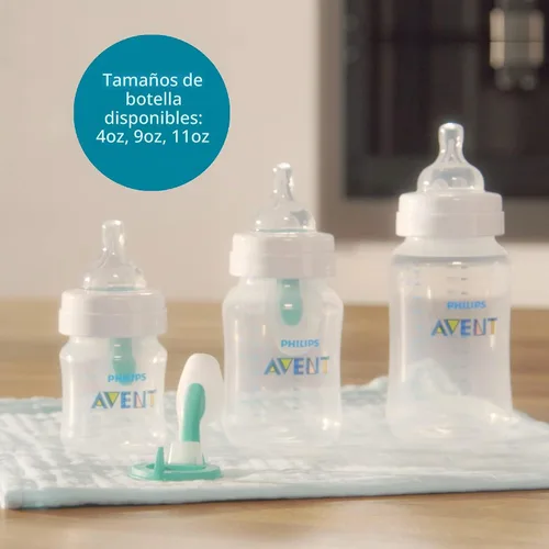 Vista 11 de Philips Avent - Biberón anticólicos con ventilación AirFree, 4 onzas, con flujo de 1 pezones, 0.0 ft+, 2 unidades, transparente, SCY701/92 For