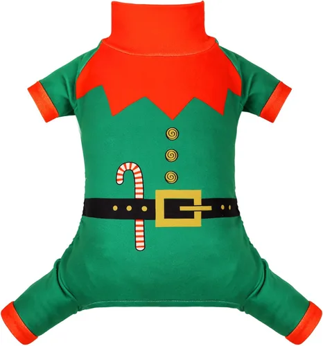 Vista 10 de CuteBone Pijama Térmico para Perro con Cuello de Tortuga, Abrigo Navideño de Forro Polar – Ropa Suave y Acogedora de Cuello Alto para Perros