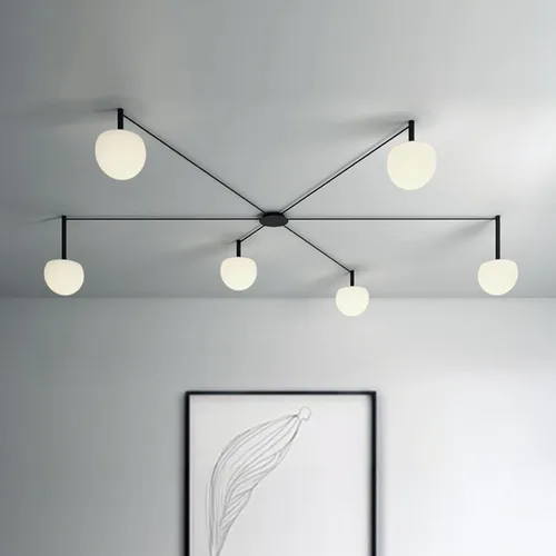 Vista 10 de Lámpara de Techo Semiempotrada de Cristal Negro de 3 Luces Adecuada para Salas de Estar, Dormitorios, Pasillos, Comedores, Comedores, Lámpara