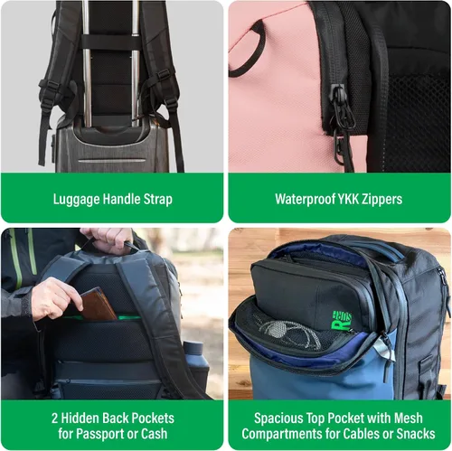 Vista 11 de COR Surf Mochila de viaje de mano Island Hopper 2.0 Mochila ultraligera aprobada para artículos personales 28L Negro Edición impermeable