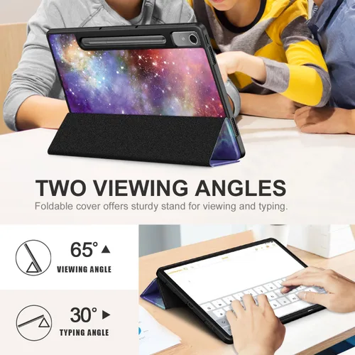 Vista 4 de Funda para Lenovo Tab P12 de 12.7 pulgadas 2023 TB-370FU, carcasa trasera de TPU suave delgada inteligente con cubierta de soporte multiángulo