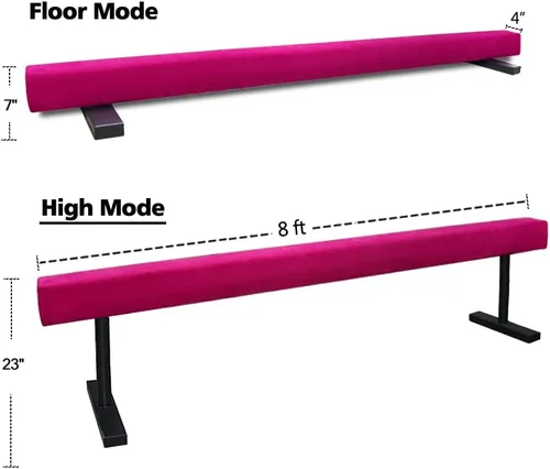 Vista 2 de Viga de equilibrio ajustable y plegable de gimnasia de 8 pies, equipo de gimnasio para el hogar, fácil de ensamblar y almacenar, no requiere Pnk