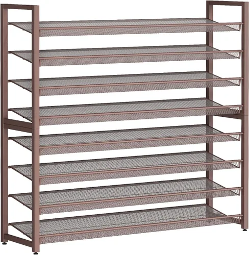 Vista 10 de Zapatero de metal, organizador de zapatos grande de 8 niveles, zapatero vertical de metal resistente de 4 niveles apilable para almacenamiento