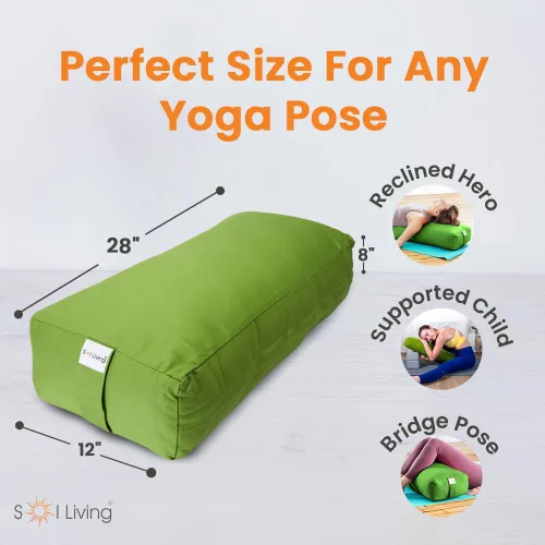 Vista 73 de Sol Living Almohada de yoga rectangular para meditación, accesorios de meditación de algodón, almohada de meditación restaurativa de yoga, almohada