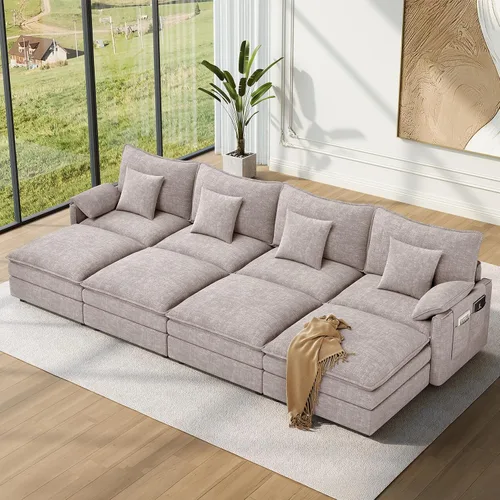 Vista 95 de Vesgantti Sofá modular de 108 pulgadas, cómodo sofá de nube con asiento profundo otomano movible, sofá modular en forma de L, sofás seccionales