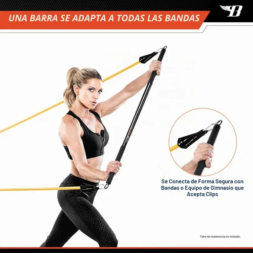 Vista 5 de BIONIC BODY Barra recta de entrenamiento de resistencia ligera de 36 pulgadas - Se adapta a todas las bandas de resistencia/accesorios