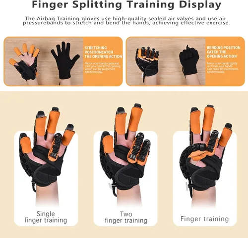 Vista 3 de Guantes robot de rehabilitación, ejercitador de dedos para recuperación de accidentes cerebrovasculares, equipo de mano para rehabilitación