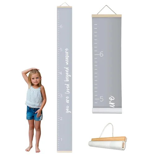 Vista 6 de Morxy Tabla de Crecimiento de Lona para Niños - Decoración de Pared Unisex para Habitación de Niños - Tabla de Medición de Altura - Cinta de Pared