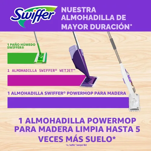 Vista 4 de Swiffer PowerMop - Recambios de almohadilla de trapeador de madera para limpieza de pisos, 11