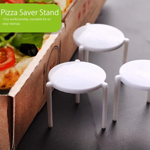 Vista 6 de Toyvian 100pcs soporte blanco plástico pizza trípode pila para restaurante contenedor pizza cajas