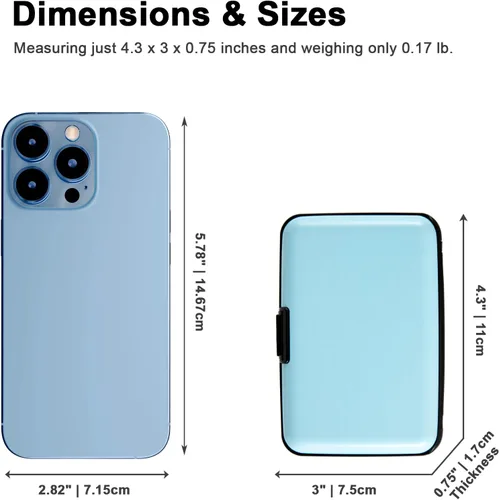 Vista 65 de Soporte para tarjetas de crédito, cartera metálica con bloqueo RFID para tarjetas de identificación para mujeres y hombres, funda rígida de aluminio