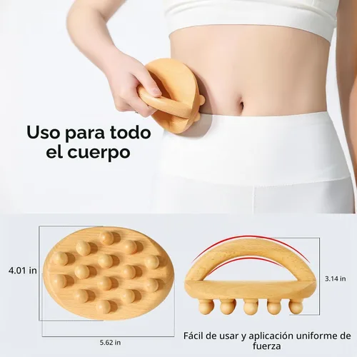 Vista 7 de Herramientas de masaje de terapia de madera, herramienta de masaje para celulitis y cepillo corporal de masaje Professional Meridian Pressure