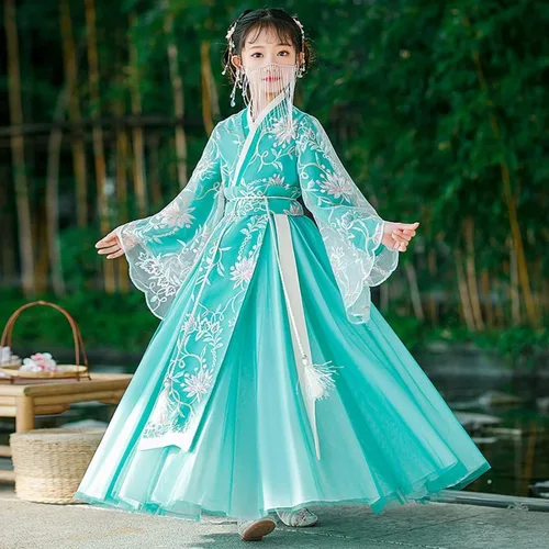 Vista 2 de Disfraz chino tradicional chino de Hanfu original para niña