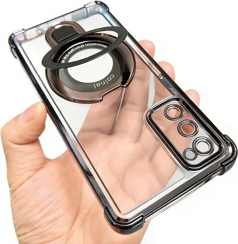 Vista 25 de Funda compatible con Samsung Galaxy S23 Carcasa rígida protectora con soporte de anillo transparente para Samsung S23, color negro