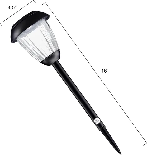 Vista 4 de Pure Garden Luces solares para camino, juego de 8 a 16 pulgadas de alto de acero inoxidable para exteriores, iluminación para jardín, paisaje