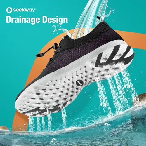 Vista 5 de SEEKWAY Zapatos de agua para hombre y mujer, secado rápido, zapatos acuáticos descalzos, playa, caminar, kayak, canotaje, deportes acuáticos SP006