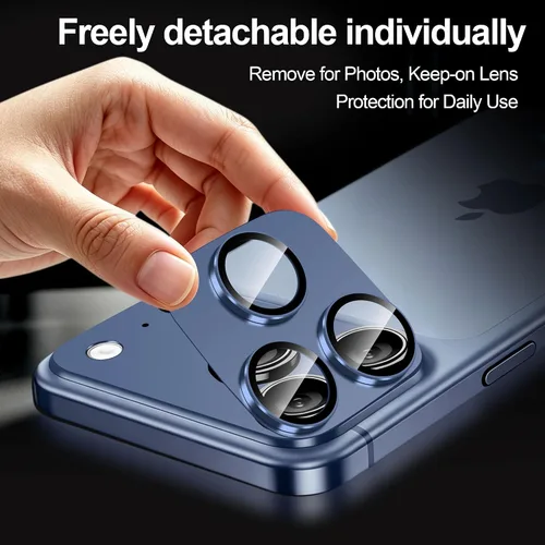 Vista 3 de QHOHQ Paquete de 2 protectores magnéticos de lente de cámara para iPhone 18 Azul