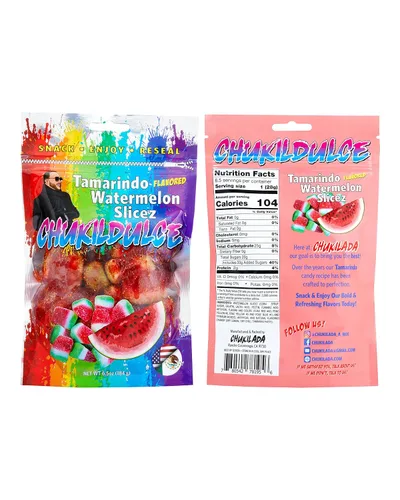 Vista 3 de Chukilada rebanadas de sandía, gomitas de chamoy