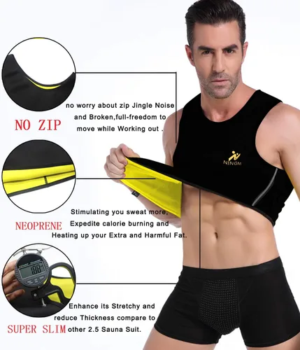 Vista 5 de NINGMI Chaleco de neopreno para hombre, chaleco de neopreno para entrenamiento de cintura, chaleco con peso, recortador de cintura, sauna para correr