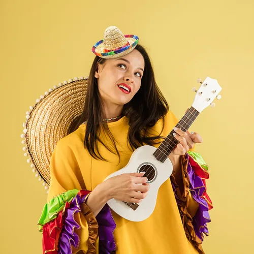 Vista 6 de 3 sombreros mexicanos, sombreros de fiesta de Cinco de Mayo, sombrero de tela para fiestas, diademas de paja para niños, mascotas, adultos, fiesta