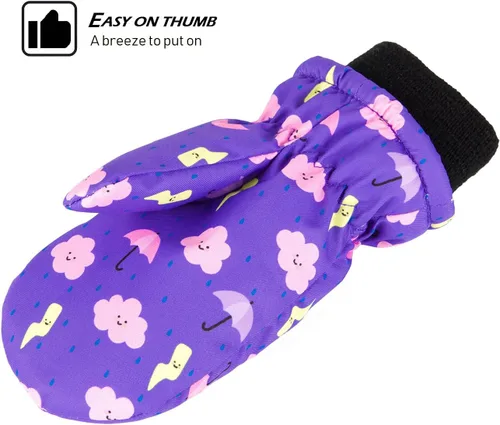 Vista 2 de HIGHCAMP Toddler First Pair of Winter Snow Mittens Waterproof Rookie Ski Snowboard Gloves for Small Kids Baby Boy Girl