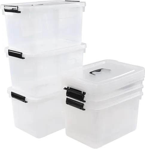 Vista 9 de Cajas transparentes de almacenamiento de plástico de 8 cuartos de galón, recipientes transparentes con tapas y asas, 6 paquetes