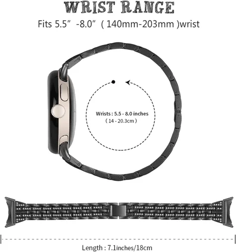 Vista 4 de FitTurn - Correa compatible con Google Pixel Watch 5, 4, 3, 1.61 pulgadas, reloj 2 1, correa de metal con diamantes brillantes para mujer, correa