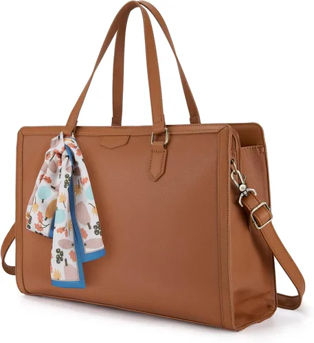 Vista 12 de Missnine Bolsa Tote para Laptop para Mujeres 15.6 Pulgadas, Bolsas de Trabajo de Cuero, Cartera de Computadora para Maestras, Maletín, Bolso de Mano