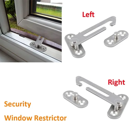 Vista 2 de Restrictor de ventana UPVC para bebés y niños de seguridad de acero inoxidable resistente para ventana, 1 pieza de lado izquierdo