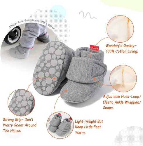 Vista 187 de Sawimlgy - Botines de algodón antideslizantes para recién nacido, con agarre, para cuna o para el invierno