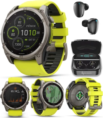 Vista 20 de Garmin Fenix 0.315 – 1.693 in Zafiro, AMOLED Multisport GPS Smartwatch, gris carbón DLC titanio con silicona negro/gris guijarro, linterna LED fenix