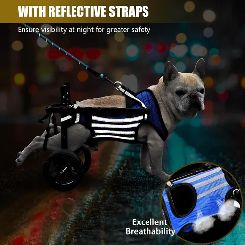 Vista 5 de Silla de ruedas pequeña para perros con patas traseras para perros con patas traseras discapacitadas, para caminar, carritos ajustables para perros