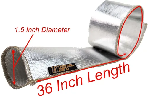 Vista 2 de Thermal Zero AHS11236 - Funda protectora térmica de alta temperatura cosida para escape, funda de calor aluminizada de 1 1/2 pulgadas x 36 pulgadas