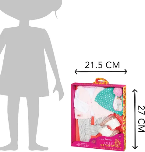 Vista 3 de Our Generation Fuzzy Feelings Outfit - Atuendo acogedor para clima frío para muñecas de moda de 18 pulgadas - Conjunto de ropa de 5 piezas