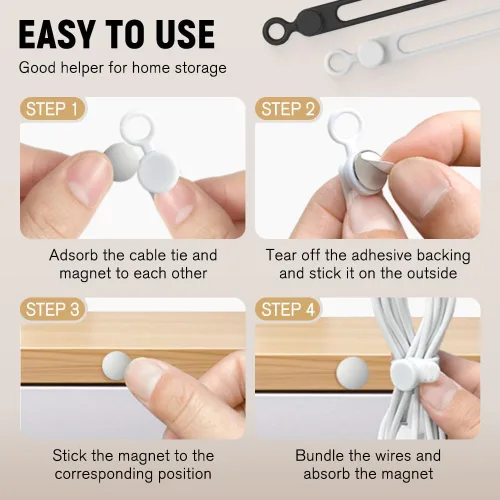Vista 4 de Upgraded Data Cable Organizer - Made of Silicone, A Multi-Purpose Cable Bundling Tool(12pcs)